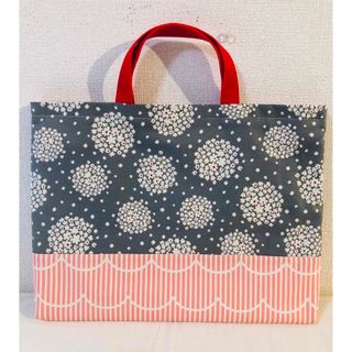 お花　あじさい　レッスンバッグ  絵本バッグ　ハンドメイド(外出用品)