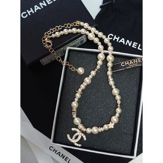 シャネル(CHANEL)のCHANEL ヴィンテージ パール×スターネックレス ゴールド 未使用(ネックレス)