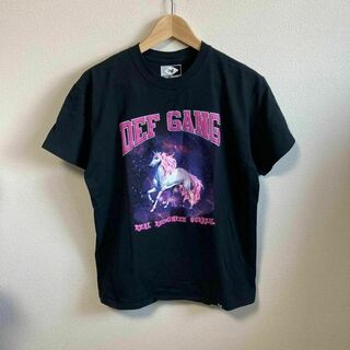 DEF GANG Tシャツ ユニコーン　メルヘン　病み系　プリント　黒　M(Tシャツ/カットソー(半袖/袖なし))