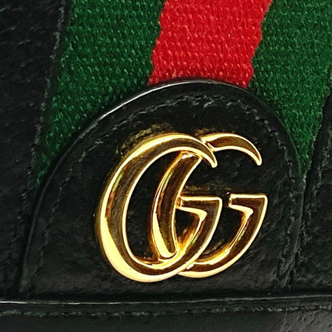 Gucci(グッチ)のGUCCI 折り財布 オフィディア シェリーライン レザー 黒 ブラック レディースのファッション小物(財布)の商品写真