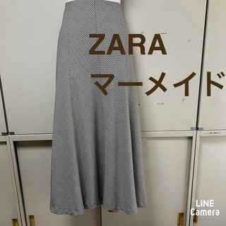 ザラ(ZARA)のZARA 千鳥格子ストレッチマーメイドロングスカート　s(ロングスカート)