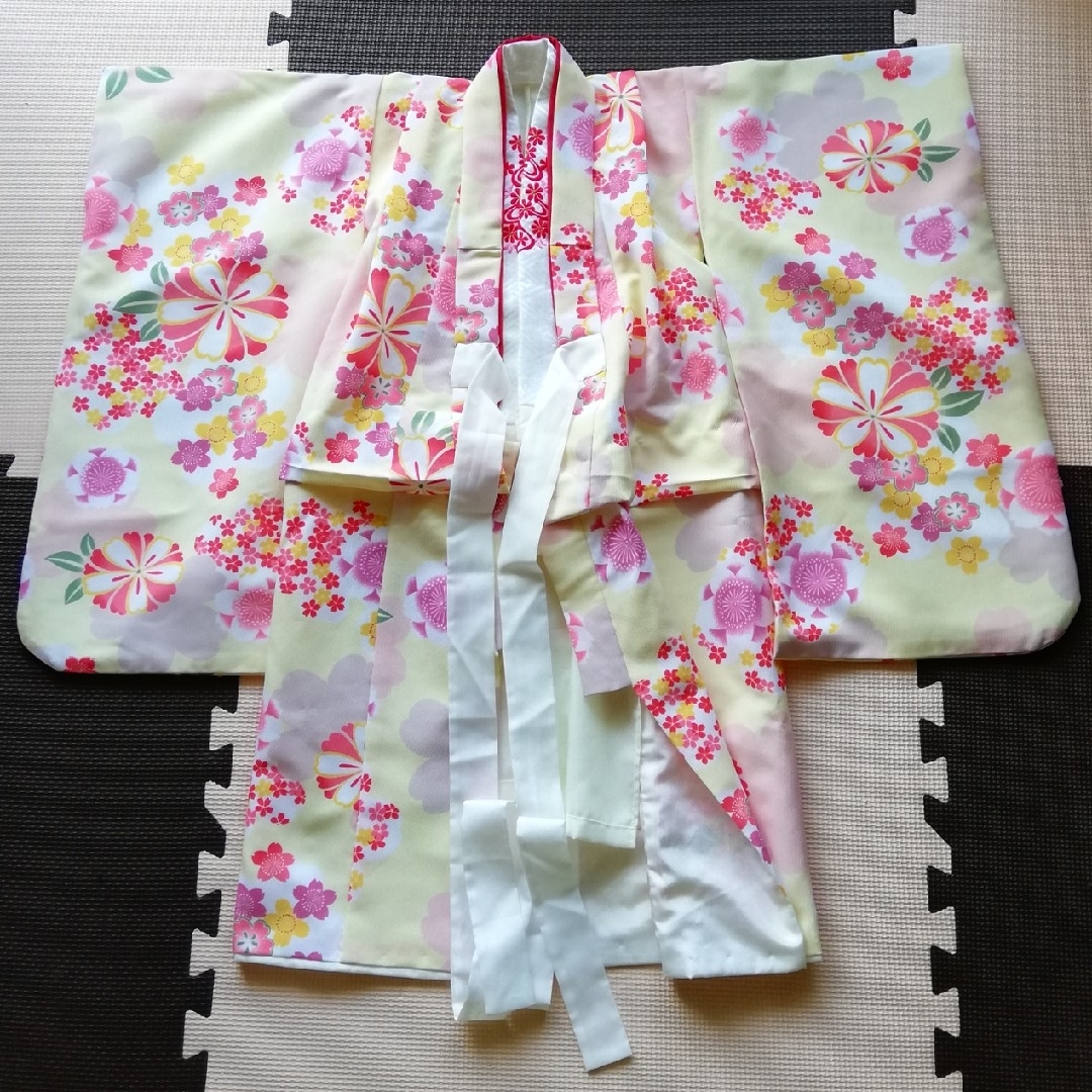 七五三 女の子 3歳 着物セット 黄色 花柄 キッズ/ベビー/マタニティのキッズ服女の子用(90cm~)(和服/着物)の商品写真