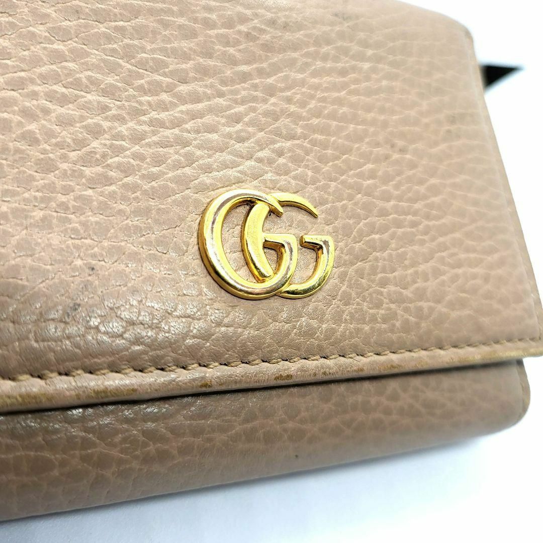 Gucci(グッチ)のグッチ　3つ折り財布　マーモント　レザー　本革　ピンクベージュ レディースのファッション小物(財布)の商品写真