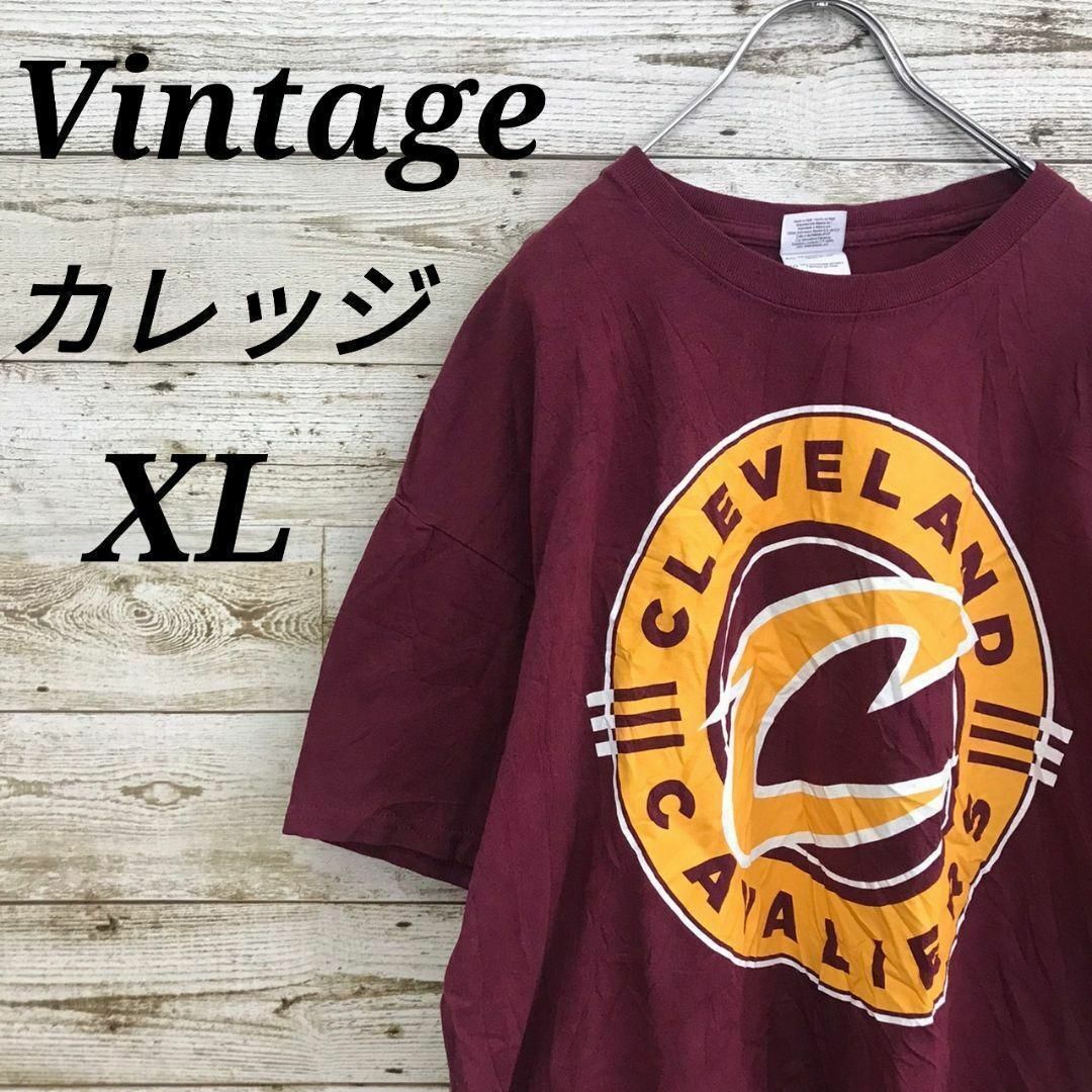 【k4175】USA古着ヴィンテージカレッジプリント半袖TシャツアーチロゴXL メンズのトップス(Tシャツ/カットソー(半袖/袖なし))の商品写真