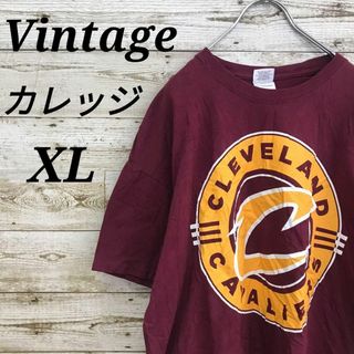 【k4175】USA古着ヴィンテージカレッジプリント半袖TシャツアーチロゴXL(Tシャツ/カットソー(半袖/袖なし))