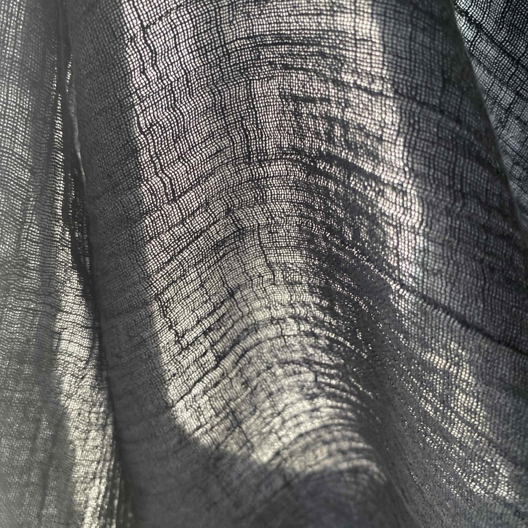 楊柳ちぢみ系日本製ナチュラルな風合いクレープリネン生地 麻100%ネイビー ハンドメイドの素材/材料(生地/糸)の商品写真