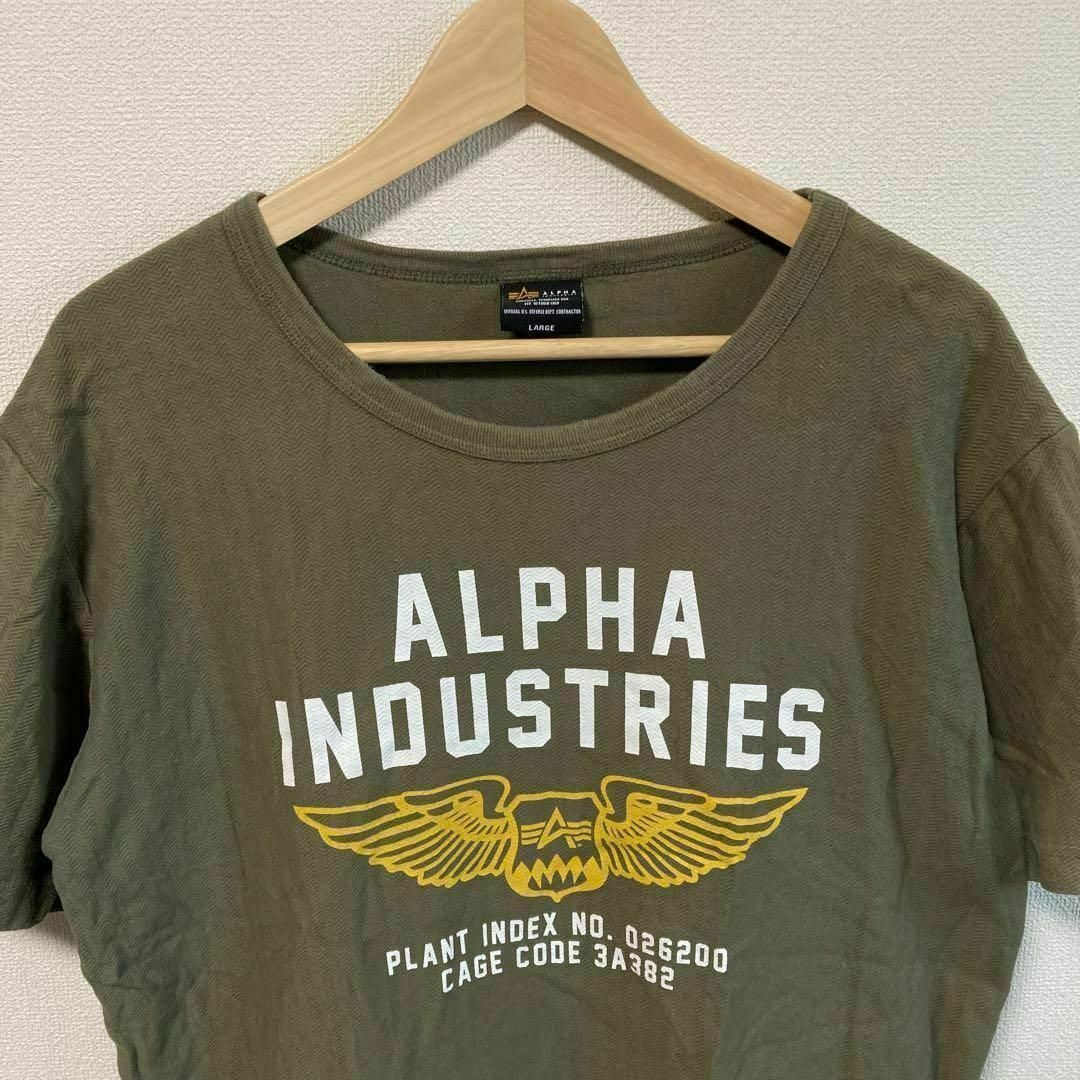 alpha(アルファ)のALPHA アルファ Tシャツ プリント　ミリタリー　カーキ　グリーン　緑　L メンズのトップス(Tシャツ/カットソー(半袖/袖なし))の商品写真