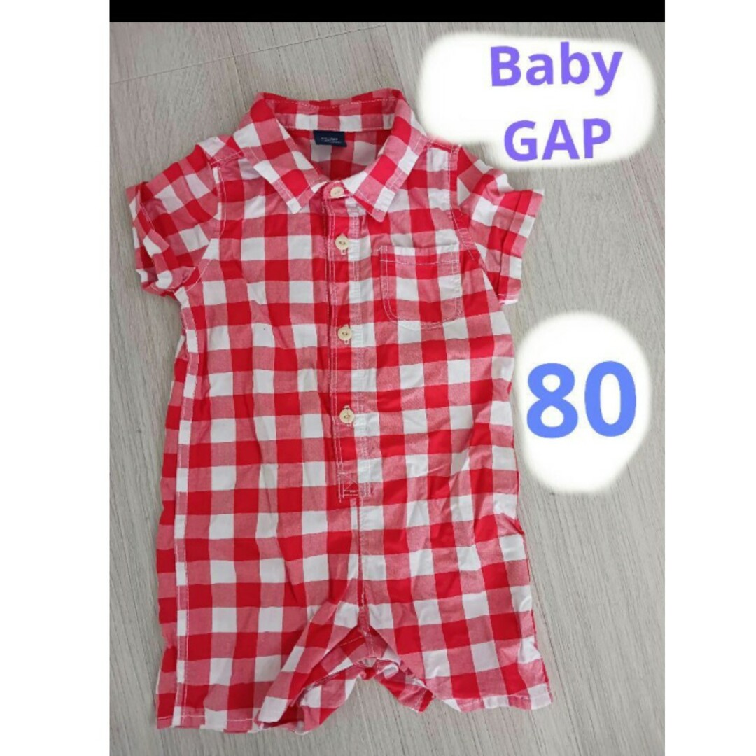 babyGAP(ベビーギャップ)の子供服キッズ80ロンパース半袖短パン　つなぎ　babyGap　夏　男の子女の子 キッズ/ベビー/マタニティのベビー服(~85cm)(カバーオール)の商品写真