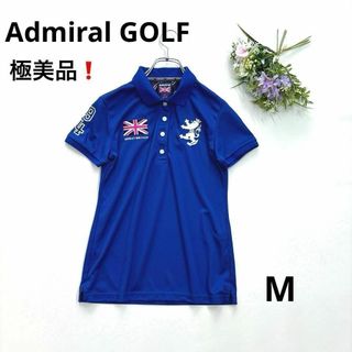 アドミラル(Admiral)の極美品❗️アドミラルゴルフ　M 半袖ポロシャツ　ブルー　ユニオンジャック(ウエア)