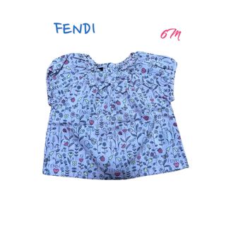 フェンディ(FENDI)の【美品】FENDI キッズ　トップス　ワンピース　ブラウス　リボン　ピンク　6M(シャツ/カットソー)