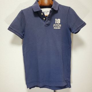 アバクロンビーアンドフィッチ(Abercrombie&Fitch)のAbercrombie&Fitch　アバクロ　ダメージ加工　半袖ポロシャツ(紺)(ポロシャツ)