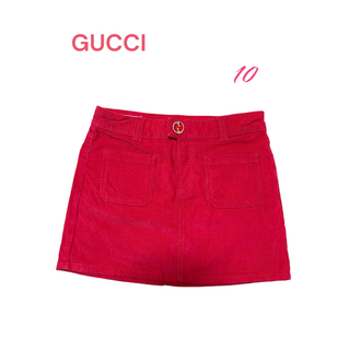 グッチ(Gucci)の（訳あり)GUCCIグッチ　コーデュロイスカート　ミニスカート　レッド　10(スカート)
