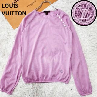 LOUIS VUITTON - 【カシミヤ100】ルイヴィトン サマーニット S LVロゴ モノグラム釦 薄手