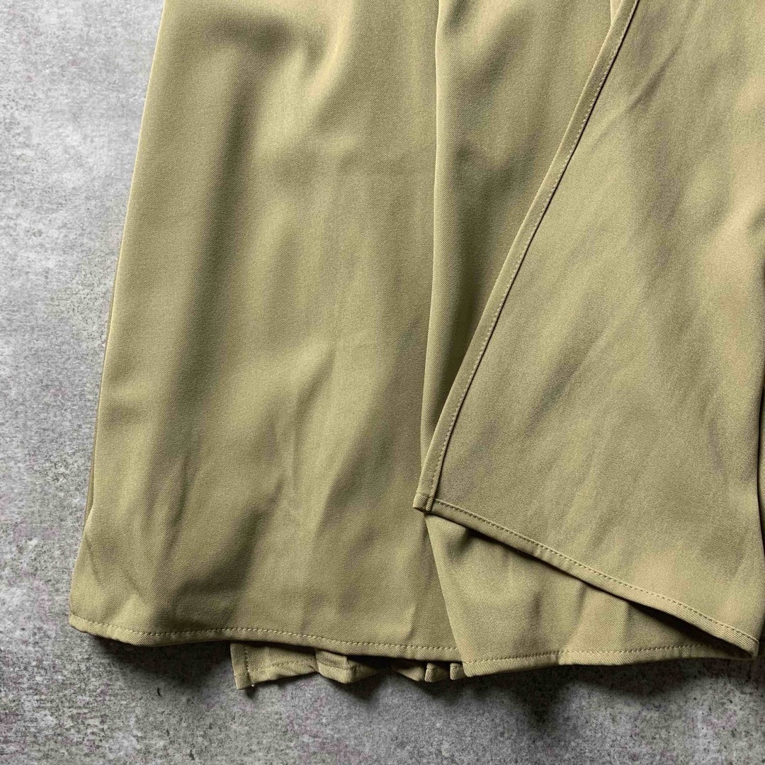 プリーツロングスカート【L】タック ベルト カジュアル 綺麗め 古着 レトロ レディースのスカート(ロングスカート)の商品写真
