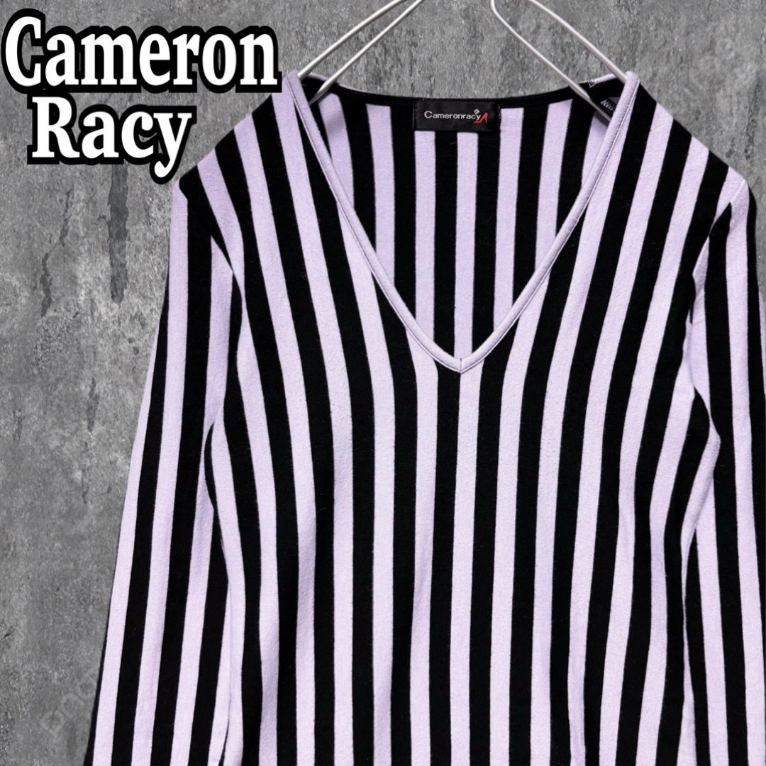 Cameron Racy(キャメロンレイシー)の【美品】キャメロンレイシー レディース カットソー長袖トップス ストライプ レディースのトップス(Tシャツ(長袖/七分))の商品写真