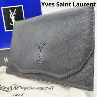 イヴサンローラン(Yves Saint Laurent)の【未使用級・美品】サンローラン クラッチバッグ YSLロゴ レディース 本革 黒(クラッチバッグ)