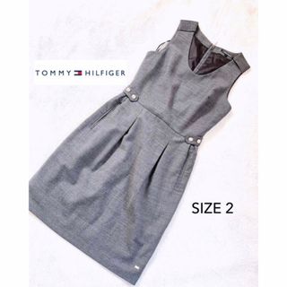 トミーヒルフィガー TOMMY HILFIGER ノースリーブワンピース グレー