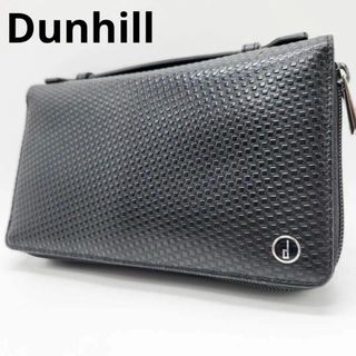 ダンヒル(Dunhill)の【美品】ダンヒル オーガナイザー マイクロディーエイト ダブルジップ メンズ 黒(長財布)