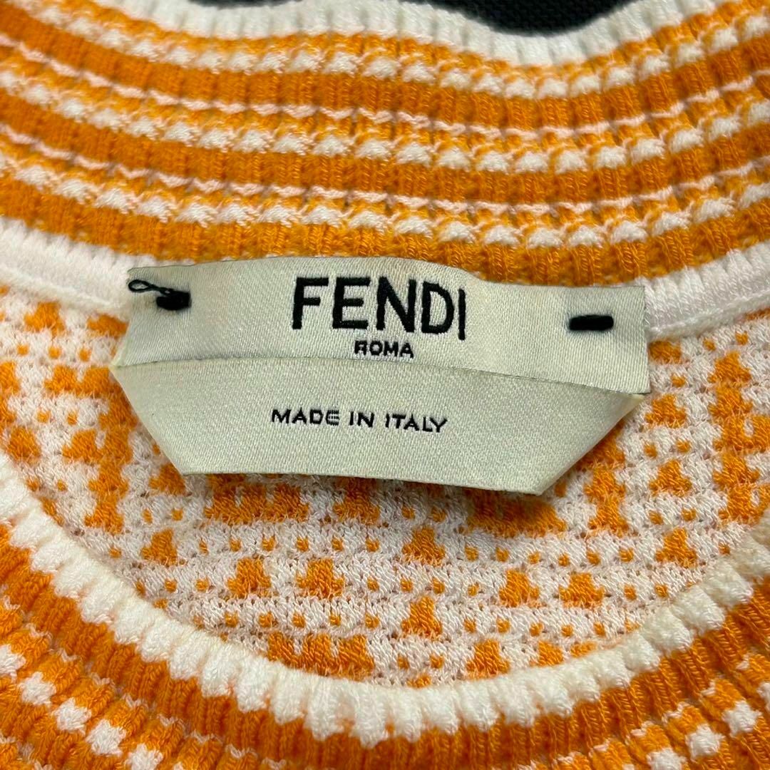 FENDI(フェンディ)の【極美品】フェンディ FENDI☆ズッカ柄半袖ニット Tシャツ 現行モデル レディースのトップス(ニット/セーター)の商品写真