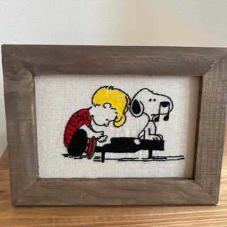 SNOOPY - スヌーピー&シュローダー　刺繍フレーム　ハンドメイド