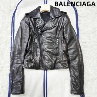 Balenciaga - 【美品・ラムレザー】バレンシアガ ダブルライダースジャケット 38M レディース
