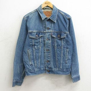 リーバイス(Levi's)のM★古着 リーバイス Levis 70506 長袖 ジージャン メンズ 90年代 90s コットン USA製 紺 ネイビー デニム 24may16 中古 アウター Gジャン ジャケット(ダッフルコート)