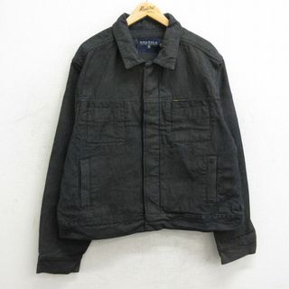 ノーティカ(NAUTICA)のXL★古着 ノーティカ NAUTICA 長袖 ブランド デニム ジャケット メンズ コットン 黒 ブラック 24may16 中古 アウター(ダッフルコート)