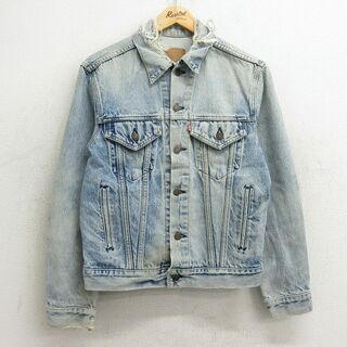 リーバイス(Levi's)のM★古着 リーバイス Levis 長袖 ジージャン メンズ 90年代 90s USA製 紺 ネイビー デニム 24may16 中古 アウター Gジャン ジャケット(ダッフルコート)