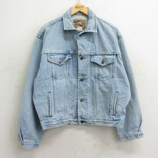 ギャップ(GAP)のXL★古着 ギャップ GAP 長袖 ジージャン メンズ 90年代 90s コットン USA製 紺 ネイビー デニム 24may16 中古 アウター Gジャン ジャケット(ダッフルコート)