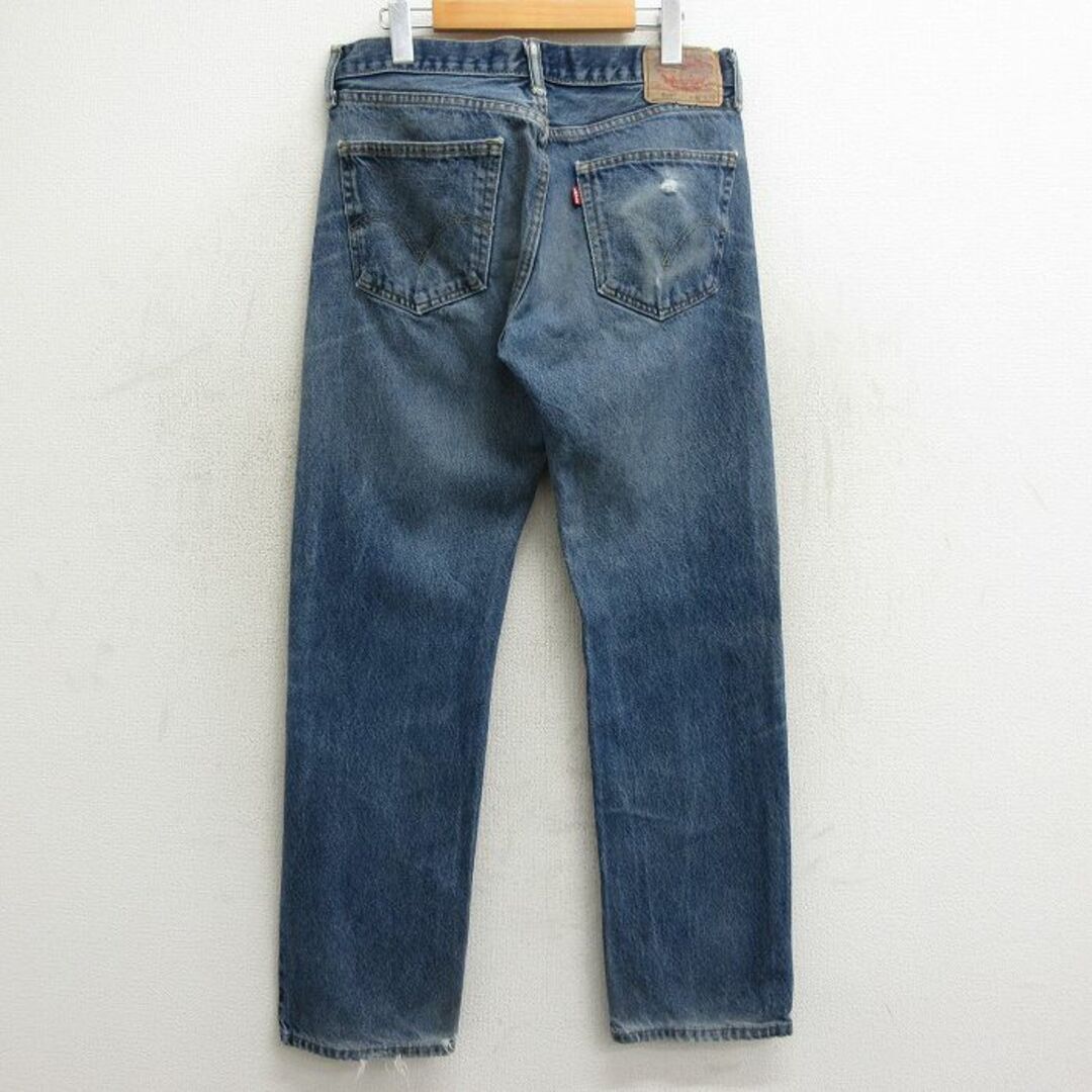 Levi's(リーバイス)のW32★古着 ジーンズ Levis リーバイス 505 メンズ ヒゲ コットン 紺 ネイビー デニム 24may16 中古 ボトムス ジーパン Gパン ロング パンツ メンズのパンツ(ワークパンツ/カーゴパンツ)の商品写真