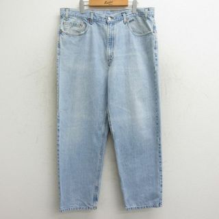 リーバイス(Levi's)のW40★古着 ジーンズ Levis リーバイス 550 メンズ ヒゲ 大きいサイズ コットン 薄紺 ネイビー デニム 24may16 中古 ボトムス ジーパン Gパン ロング パンツ(ワークパンツ/カーゴパンツ)