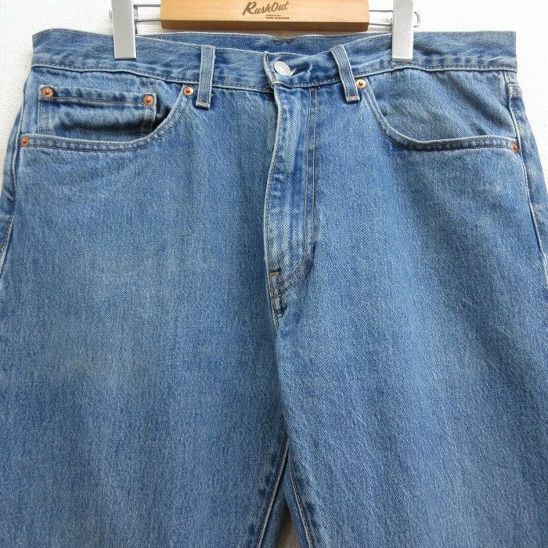 Levi's(リーバイス)のW36★古着 ジーンズ Levis リーバイス 505 メンズ ストレンジャーシングス コットン 紺 ネイビー デニム 【spe】 24may16 中古 ボトムス ジーパン Gパン ロング パンツ メンズのパンツ(ワークパンツ/カーゴパンツ)の商品写真