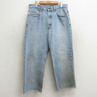 リーバイス(Levi's)のW34★古着 ジーンズ Levis リーバイス 550 メンズ 90年代 90s コットン USA製 紺 ネイビー デニム 24may16 中古 ボトムス ジーパン Gパン ロング パンツ(ワークパンツ/カーゴパンツ)