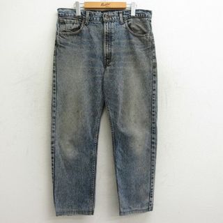 W36★古着 ジーンズ Levis リーバイス 505 メンズ 90年 90s ヒゲ コットン USA製 濃紺 ネイビー デニム 24may16 中古 ボトムス ジーパン Gパン ロング パンツ