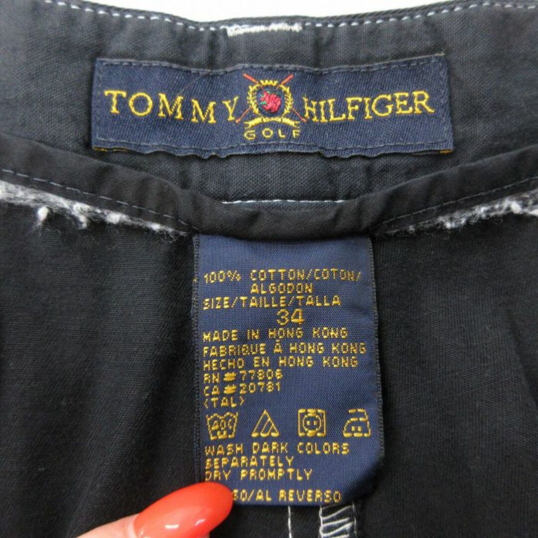 TOMMY HILFIGER(トミーヒルフィガー)のW33★古着 トミーヒルフィガー TOMMY HILFIGER ゴルフ ブランド ショート パンツ ショーツ メンズ コットン 黒 ブラック 24may16 中古 ボトムス 短パン ショーパン ハーフ メンズのパンツ(ワークパンツ/カーゴパンツ)の商品写真