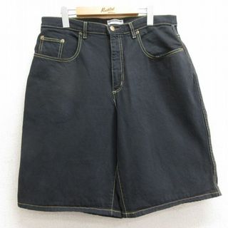 ゲス(GUESS)のW34★古着 ゲス GUESS ブランド ショート パンツ ショーツ メンズ 90年代 90s コットン USA製 タロン 黒 ブラック デニム 【spe】 24may16 中古 ボトムス 短パン ショーパン ハーフ(ワークパンツ/カーゴパンツ)