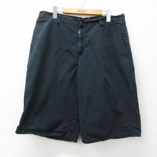 ディッキーズ(Dickies)のW35★古着 ディッキーズ Dickies ハーフ ワーク パンツ ショーツ メンズ リップストップ コットン 紺 ネイビー 24may16 中古 ボトムス 短パン ショーパン(ワークパンツ/カーゴパンツ)