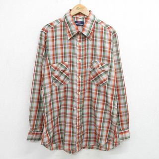 リーバイス(Levi's)のXL★古着 リーバイス Levis 長袖 ブランド シャツ メンズ 90年代 90s USA製 緑他 グリーン チェック 24may16 中古 トップス(シャツ)