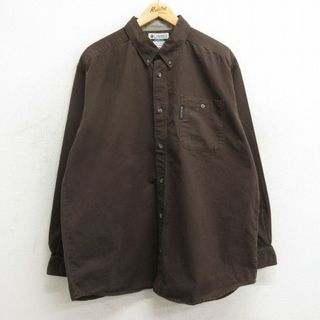 コロンビア(Columbia)のXL★古着 コロンビア COLUMBIA 長袖 ブランド シャツ メンズ 00年代 00s 大きいサイズ コットン ボタンダウン 茶 ブラウン 24may16 中古 トップス(シャツ)