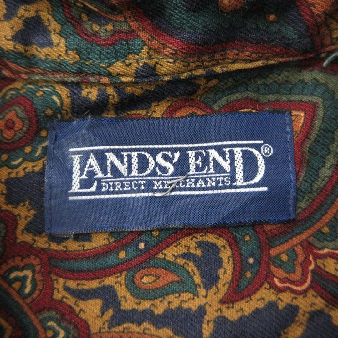 LANDS’END(ランズエンド)のXL★古着 ランズエンド 長袖 ブランド シャツ メンズ 00年代 00s ペイズリー柄 大きいサイズ コットン 濃紺他 ネイビー 24may16 中古 トップス メンズのトップス(シャツ)の商品写真