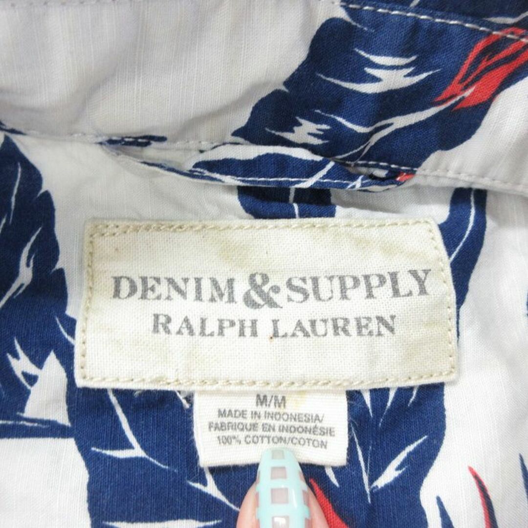 Ralph Lauren(ラルフローレン)のM★古着 ラルフローレン Ralph Lauren デニムアンドサプライ 半袖 ブランド ハワイアン シャツ メンズ 葉 コットン ボタンダウン 白他 ホワイト 24may16 中古 アロハ トップス メンズのトップス(シャツ)の商品写真