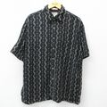 XL★古着 半袖 シャツ メンズ 00年代 00s　総柄 レーヨン 黒 ブラッ…