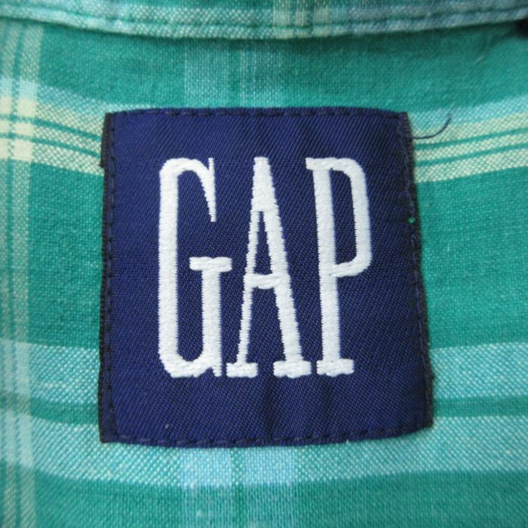 GAP(ギャップ)のXL★古着 ギャップ GAP 半袖 シャツ メンズ 90年代 90s 大きいサイズ コットン ボタンダウン 緑 グリーン チェック 【spe】 24may16 中古 トップス メンズのトップス(シャツ)の商品写真