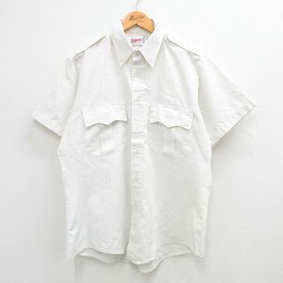 XL★古着 半袖 ワーク シャツ メンズ 90年代 90s 大きいサイズ ロング丈 白 ホワイト 24may16 中古 トップス(シャツ)