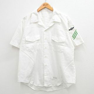 XL★古着 半袖 ミリタリー シャツ メンズ 90年代 90s イカリ 開襟 オープンカラー USA製 白 ホワイト 24may16 中古 トップス(シャツ)