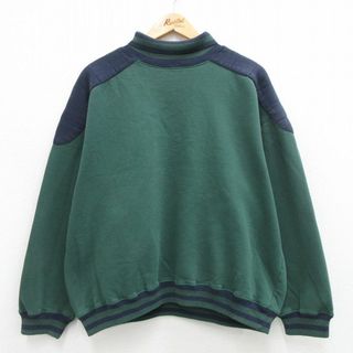 XL★古着 長袖 スウェット メンズ 00年代 00s ヒジ当て タートルネック ハイネック 緑他 グリーン 24may16 中古 スエット トレーナー トップス(パーカー)