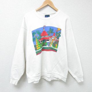 XL★古着 長袖 スウェット メンズ 90年代 90s コロナド クルーネック USA製 白 ホワイト 24may16 中古 スエット トレーナー トップス(パーカー)