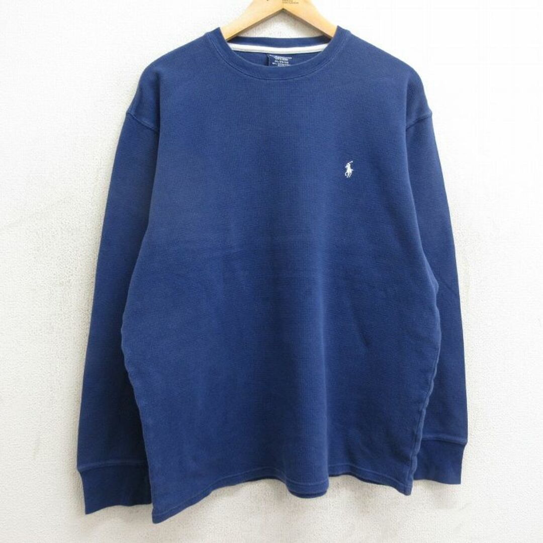 Ralph Lauren(ラルフローレン)のXL★古着 ラルフローレン Ralph Lauren 長袖 ブランド サーマル Tシャツ メンズ 90年代 90s ワンポイントロゴ 大きいサイズ コットン クルーネック 青 ブルー 24may16 中古 メンズのトップス(Tシャツ/カットソー(半袖/袖なし))の商品写真