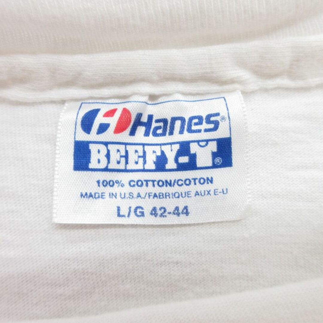 Hanes(ヘインズ)のL★古着 ヘインズ Hanes 半袖 ビンテージ Tシャツ メンズ 80年代 80s ハートランド コットン クルーネック USA製 白 ホワイト 24may16 中古 メンズのトップス(Tシャツ/カットソー(半袖/袖なし))の商品写真