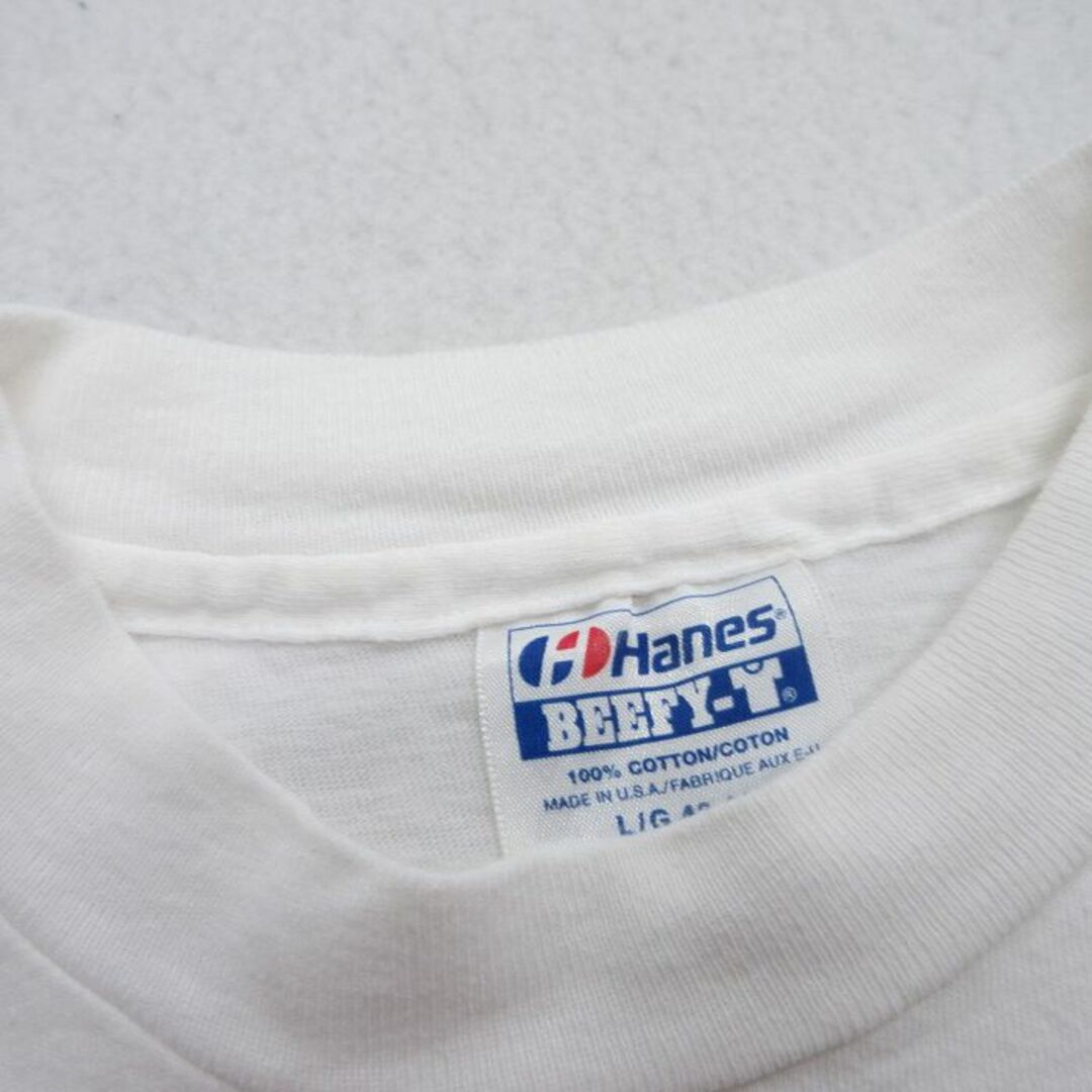 Hanes(ヘインズ)のL★古着 ヘインズ Hanes 半袖 ビンテージ Tシャツ メンズ 80年代 80s ハートランド コットン クルーネック USA製 白 ホワイト 24may16 中古 メンズのトップス(Tシャツ/カットソー(半袖/袖なし))の商品写真